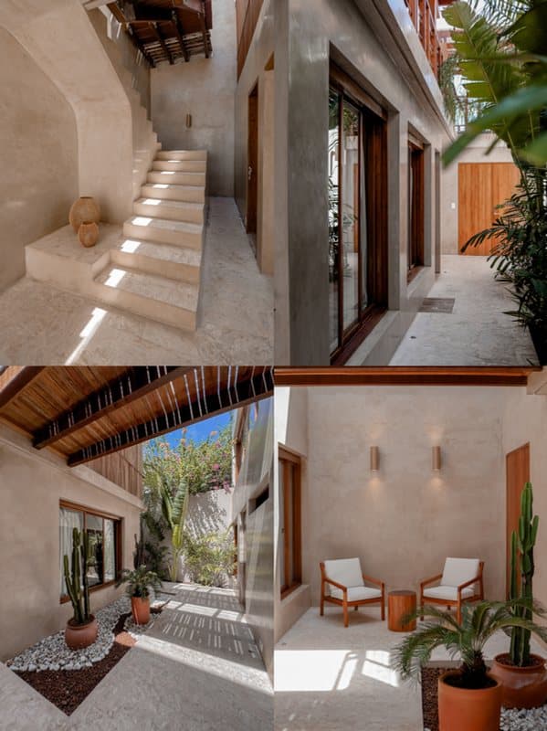Courtyards, stairs and quiet corners inside the house.