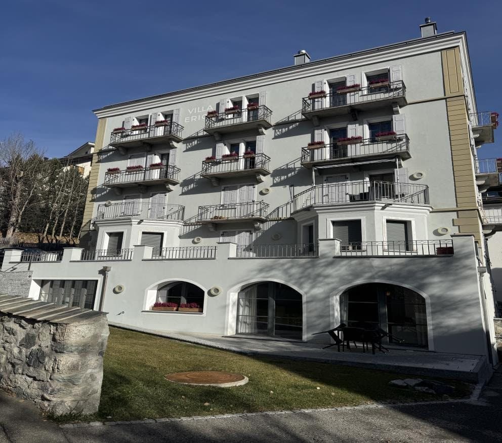 Villa Erica, a fully renovated 19th-century building in the center of St. Moritz.